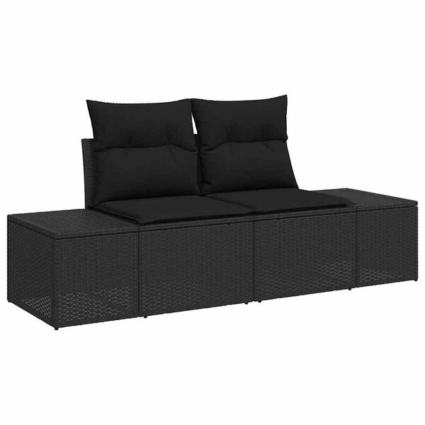 vidaXL Havesofa S&aelig;t 9 pcs Sort Poly Rattan og pulverlakeret st&aring;l