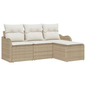 vidaXL Havesofa S&aelig;t med opbevaring 4 pcs Beige polyrattan