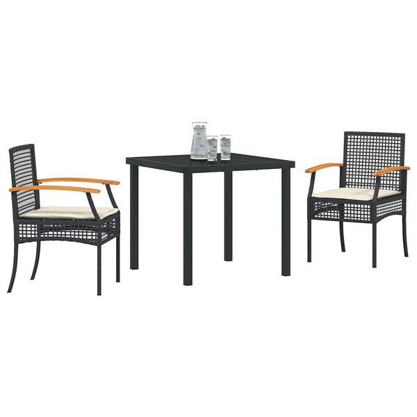 vidaXL Have Spisebordss&aelig;t 3 pcs Sort polyrattan