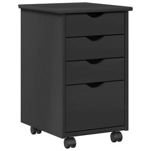 vidaXL Rullende skab med hjul Gr&aring; 34 x 39 x 56 cm Massivt fyrretr&aelig;