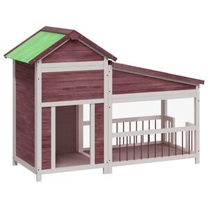 vidaXL hundehus 143x60,5x109 cm massivt fyrretr&aelig; mokkafarvet