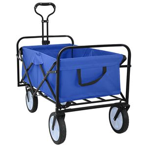 vidaXL Foldbar indk&oslash;bsvogn med bremser Bl&aring; 94 x 53 x 99 cm Oxford Stof