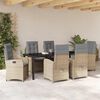 vidaXL Have Spisebordss&aelig;t med pude 7 pcs Beige polyrattan