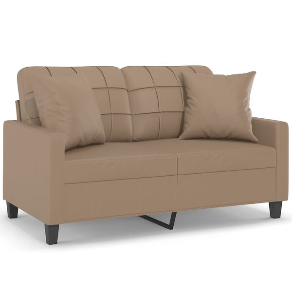 vidaXL 2-personers sofa med pyntepuder 120 cm kunstl&aelig;der cappuccino