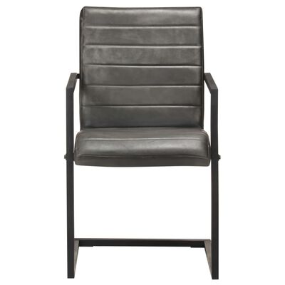 vidaXL spisebordsstole med cantilever 4 stk. ægte læder grå