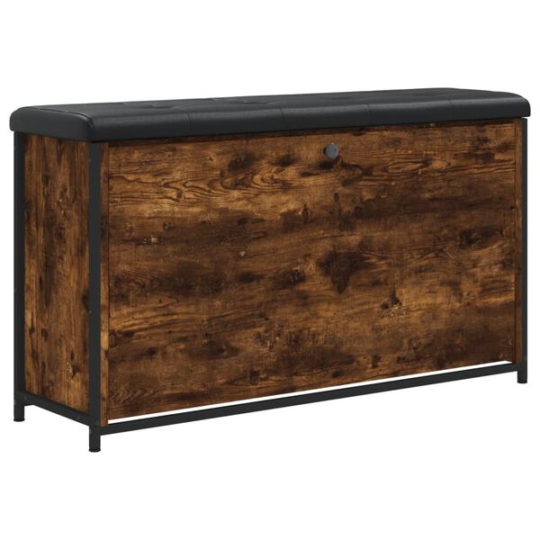 vidaXL skobænk med vippeskuffe 102x32x56 cm røget egetræsfarve