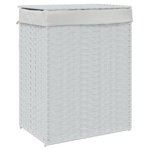 vidaXL vasketøjskurv med låg 46x33x60 cm polyrattan hvid