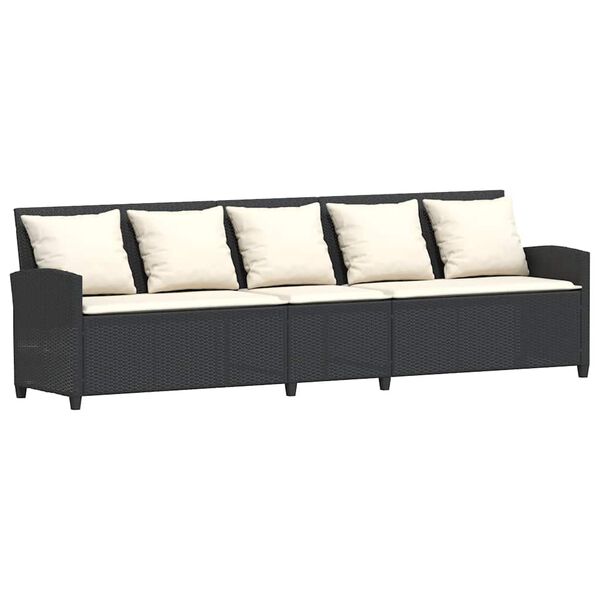 vidaXL 5-personers havesofa med hynder polyrattan sort
