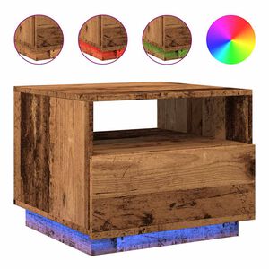 vidaXL sofabord med LED-lys 50x49x40 cm gammelt tr&aelig;-look
