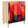 vidaXL Skuffeskab HEESCH Farvebloktryk 66 x 36,5 x 75 cm Sonoma-eg
