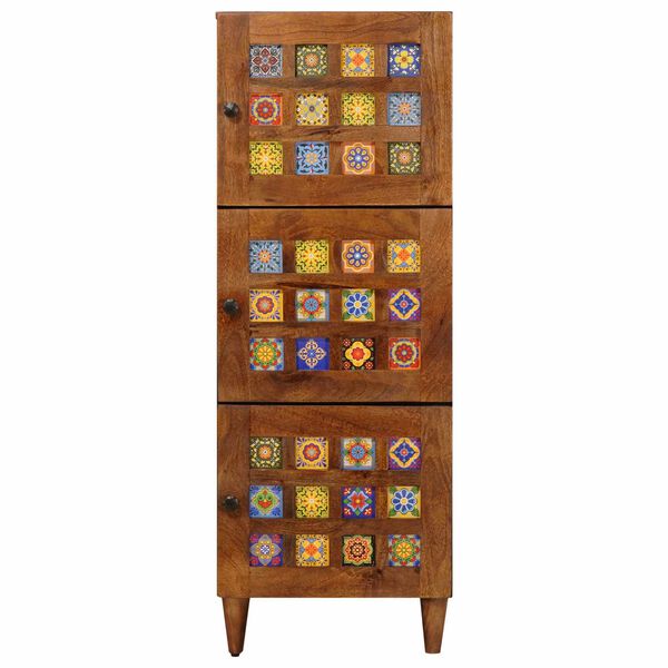 vidaXL Highboard med d&oslash;r Valn&oslash;d 40 x 33 x 110 cm Massivt mangotr&aelig;