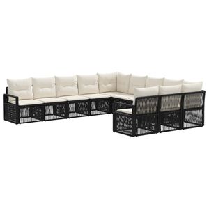 vidaXL Havesofa S&aelig;t 11 stk. Sort polyrattan