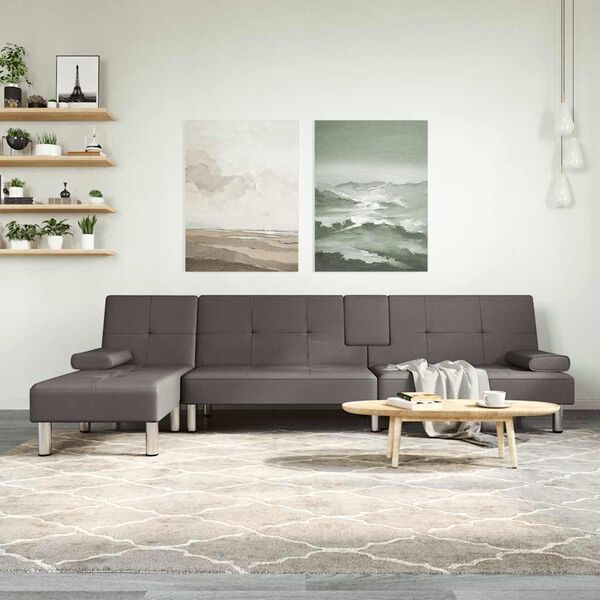 vidaXL L-formet sovesofa 255x140x70 cm kunstl&aelig;der gr&aring;