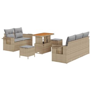 vidaXL Havesofa S&aelig;t med pude 8 pcs Beige polyrattan