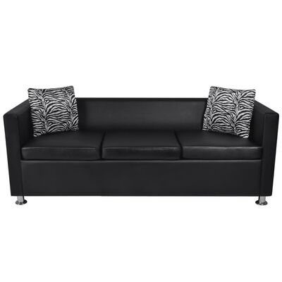 vidaXL sofa 3-pers. kunstlæder sort