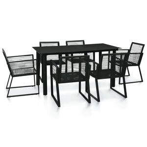 vidaXL udend&oslash;rs spisebordss&aelig;t 7 dele PVC-rattan sort