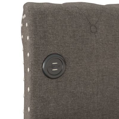 vidaXL daybed med madras og USB 90x200 cm stof gråbrun