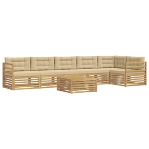 vidaXL Udend&oslash;rs sofagruppe med pude 7 pcs Hvid og Beige Polyester