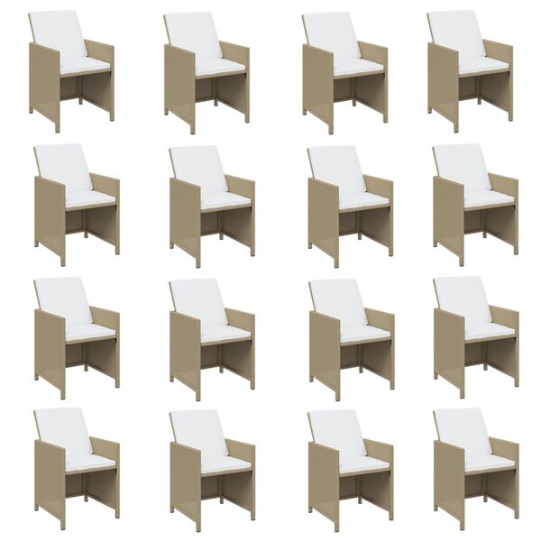 vidaXL spisebordss&aelig;t til haven 17 dele med hynder polyrattan beige