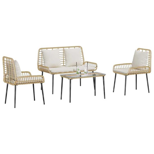 vidaXL Havemøbel Sæt med pude 4 pcs Sort og Cream polyrattan