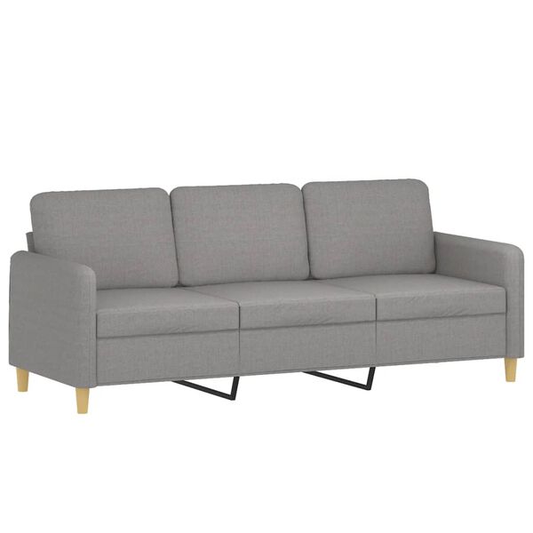 vidaXL 3-personers sofa med pude og hynder 180 cm stof lysegr&aring;