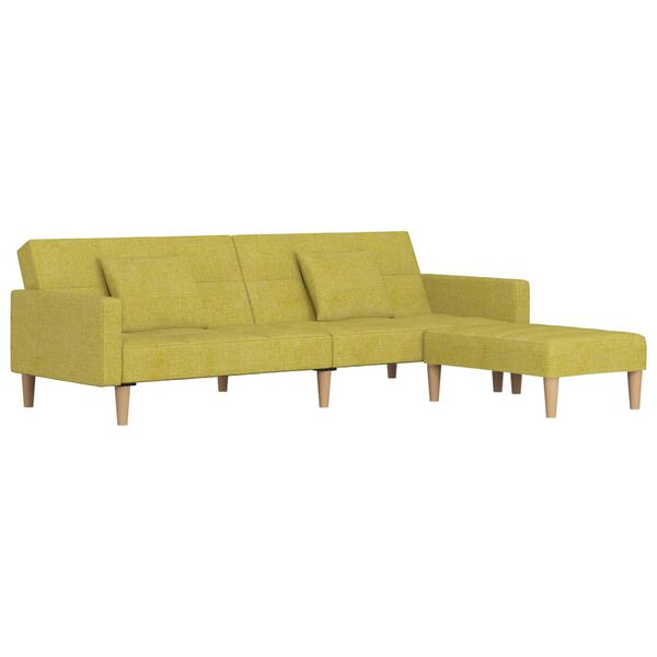 vidaXL 2-personers sovesofa med 2 puder og fodskammel stof grøn