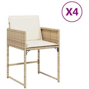 vidaXL havestole 4 stk. med hynder polyrattan beige