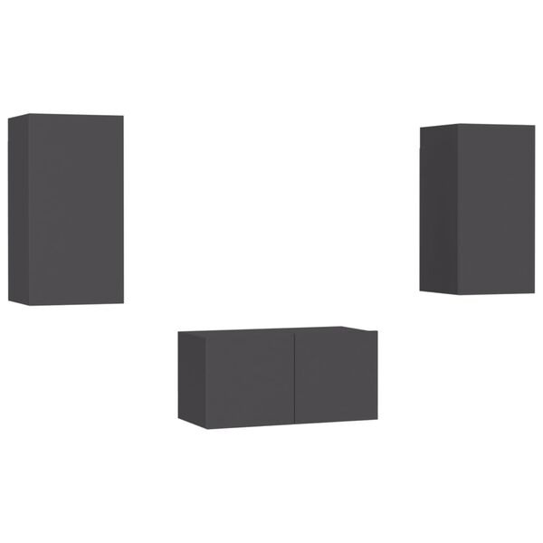 vidaXL tv-skabss&aelig;t 3 dele konstrueret tr&aelig; gr&aring;