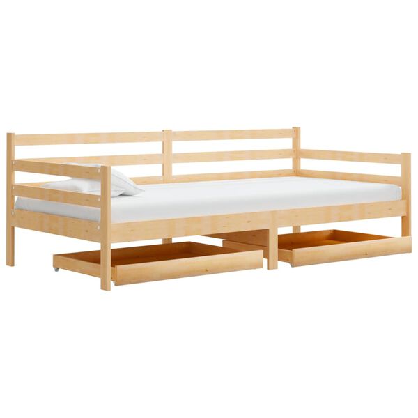 vidaXL daybed med skuffer 90x200 cm massivt fyrretræ