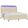 vidaXL LED Box Spring Bed med madras Creme 200 x 200 cm Stof