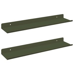 vidaXL Sv&aelig;vende hylde 2 pcs Oliven gr&oslash;n 40 x 9 x 2,5 cm St&aring;l