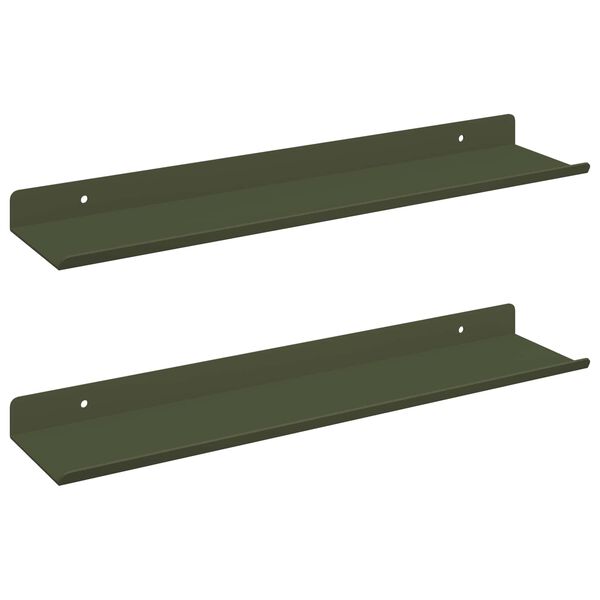 vidaXL Sv&aelig;vende hylde 2 pcs Oliven gr&oslash;n 40 x 8,5 x 2,5 cm St&aring;l
