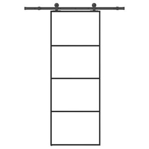 vidaXL skyded&oslash;r med hardwares&aelig;t 76x205 cm sikkerhedsglas aluminium