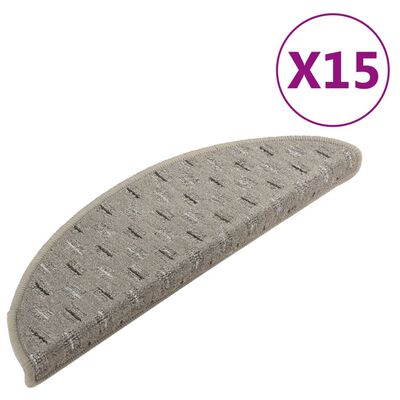 vidaXL trappemåtter 15 stk. 56x17x3 cm grå