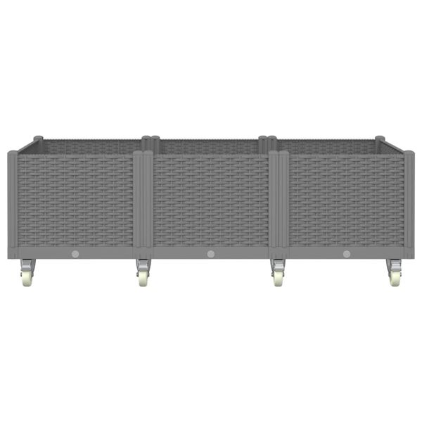 vidaXL plantekasse med hjul 150x80x54 cm PP lysegrå