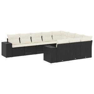 vidaXL sofas&aelig;t til haven 10 dele med hynder polyrattan sort