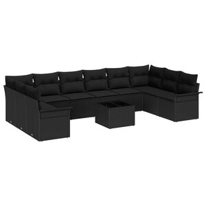 vidaXL Havesofa S&aelig;t med pude med opbevaring 11 pcs Beige Poly rattan