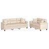 vidaXL sofas&aelig;t 2 dele med puder mikrofiberstof beige