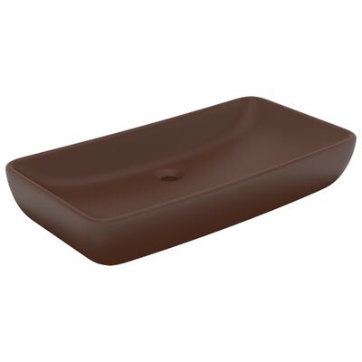 vidaXL luksuriøs håndvask 71x38 cm rektangulær keramik mat mørkebrun