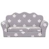vidaXL 2-personers sofaseng til b&oslash;rn bl&oslash;dt plys stjernem&oslash;nster lysegr&aring;