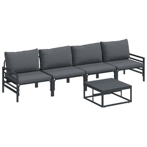 vidaXL Havesofa S&aelig;t med pude 5 pcs Sort St&aring;l