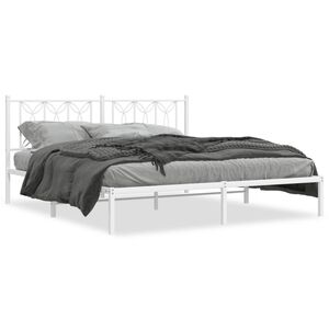 vidaXL sengeramme med sengegavl 183x213 cm metal hvid