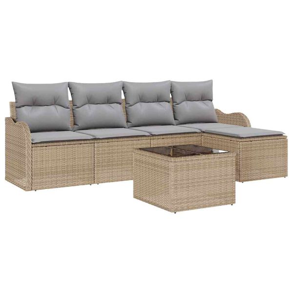 vidaXL Havesofa S&aelig;t Beige polyrattan