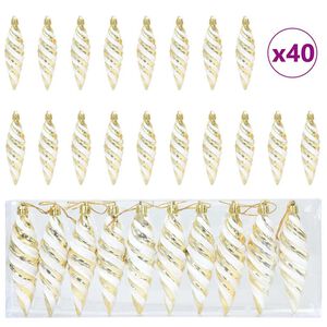 vidaXL Jule Spiral Formet Kugle 40 stk. Guld 3 x 11 cm Plastik