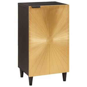 vidaXL Sideboard med dør Sort og Guld 40 x 33 x 75 cm Massivt mangotræ