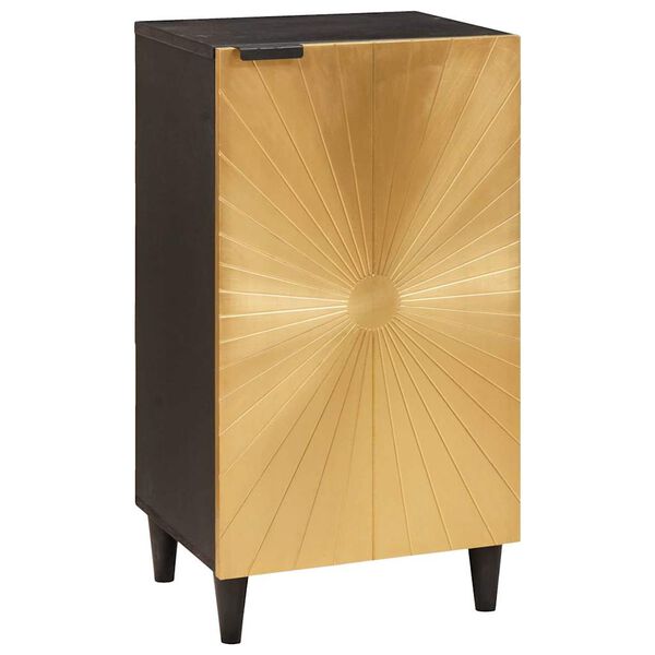 vidaXL Sideboard med dør Sort og Guld 40 x 33 x 75 cm Massivt mangotræ