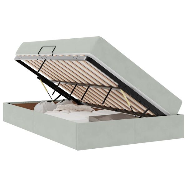 vidaXL Seng med opbevaring og madras Lysegr&aring; 120 x 190 cm Fl&oslash;jl