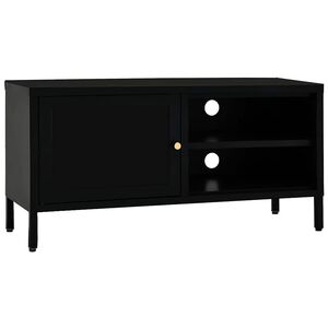 vidaXL tv-skab 90x30x44 cm st&aring;l og glas sort