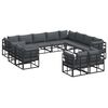 vidaXL Havesofa S&aelig;t 12 stk. Sort Aluminium