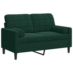 vidaXL 2-personers sofa med pyntepuder 120 cm velour m&oslash;rkegr&oslash;n